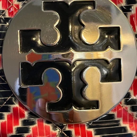 Tory Burch  Travel Bag Large Red and Black Geometric - Picture 3 of 16